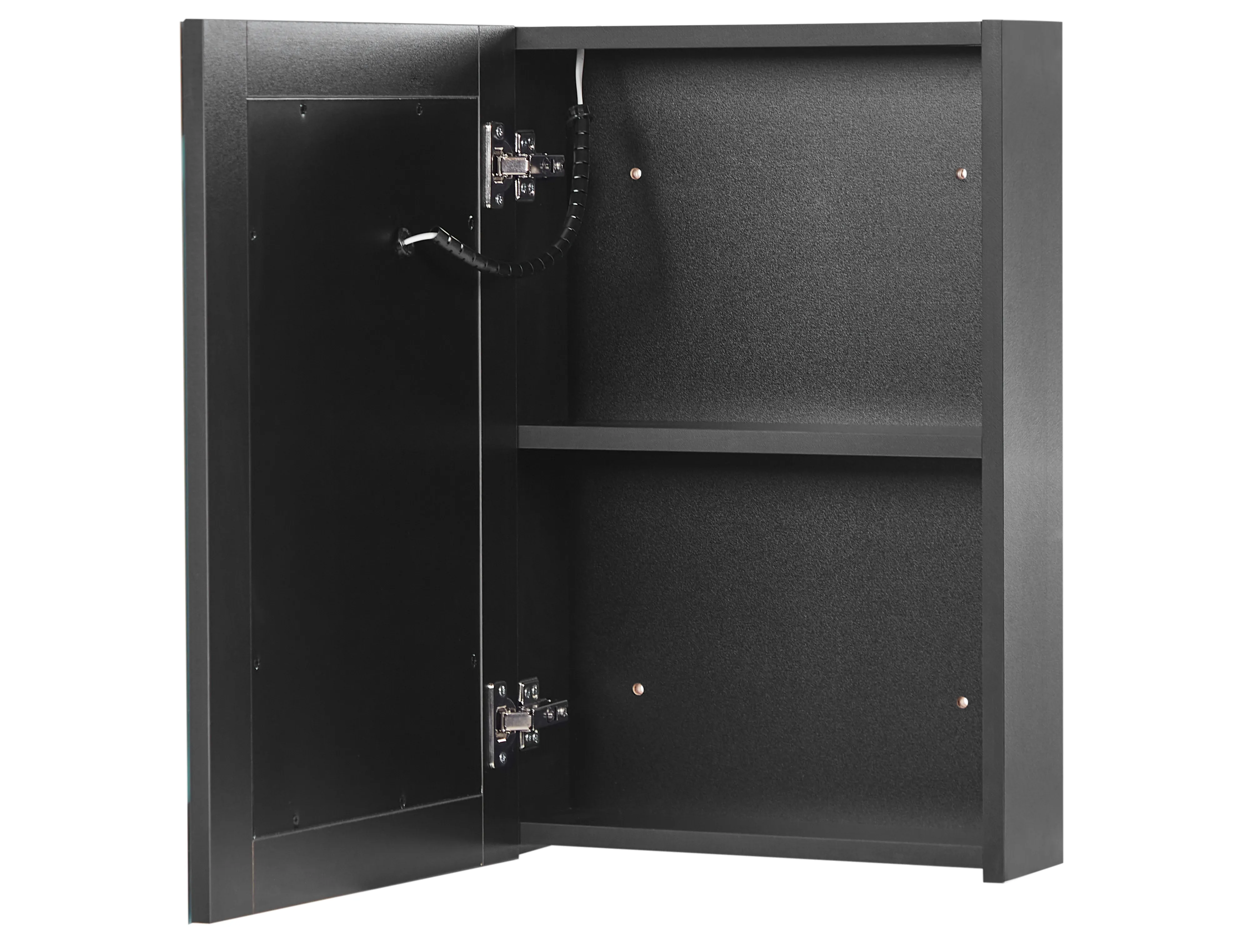 Badkamer wandkast met spiegel LED MALASPINA 40 cm 60 cm Zwart