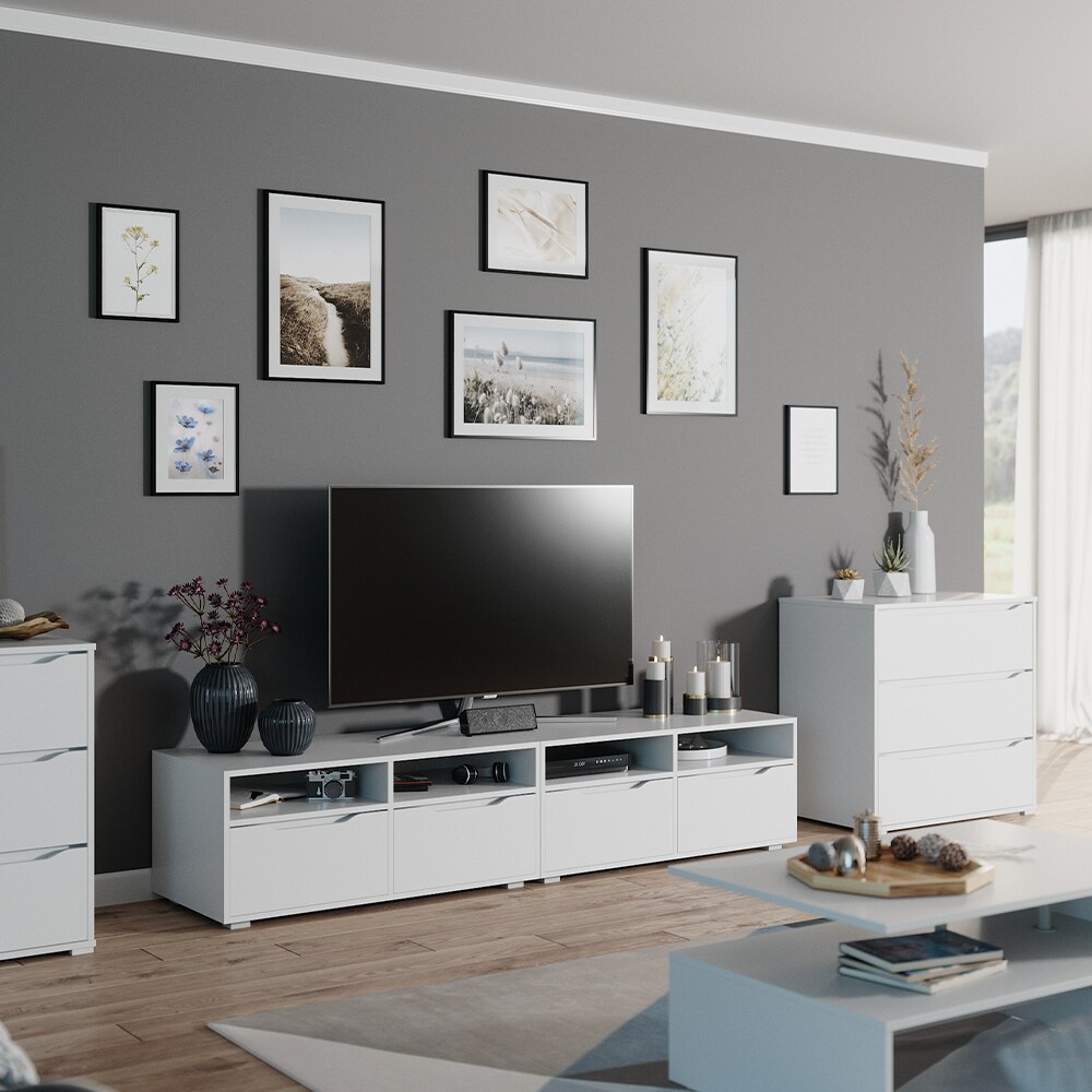 Vicco Lowboard Ruben weiß 200cm TV-Board Fernsehschrank TV-Schrank Regal Tisch