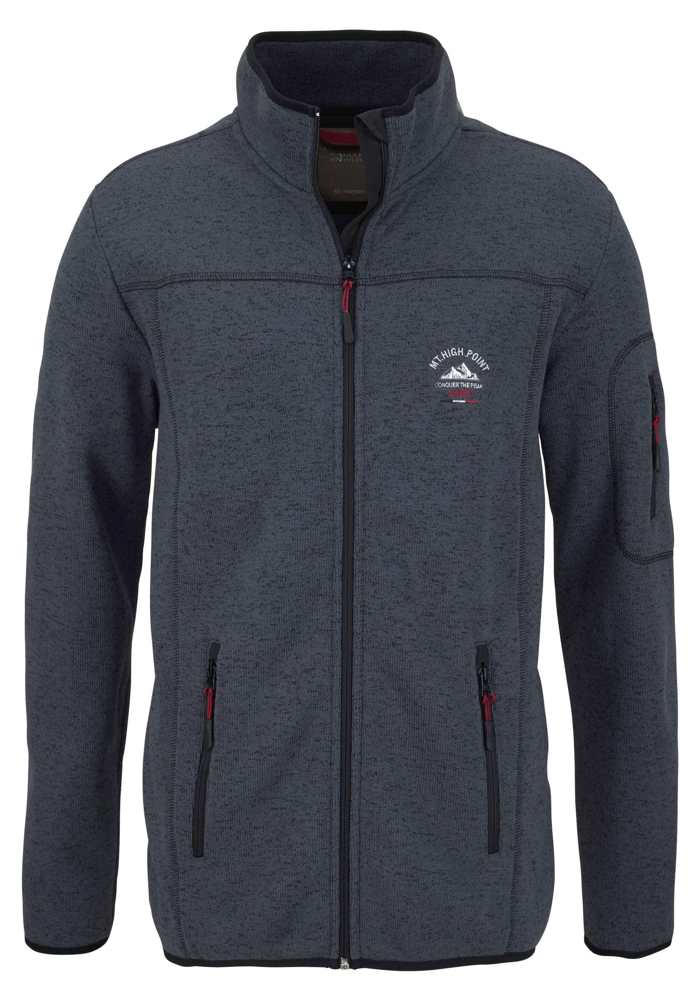 Man's World Strickfleecejacke für die Übergangszeit, mit Reissverschlusstaschen, mit Stehkragen