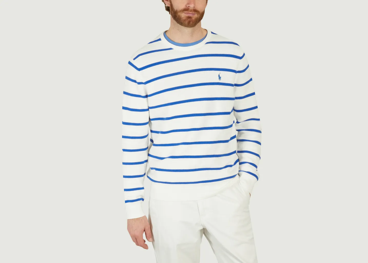 Pull rayé en coton piqué Polo Ralph Lauren