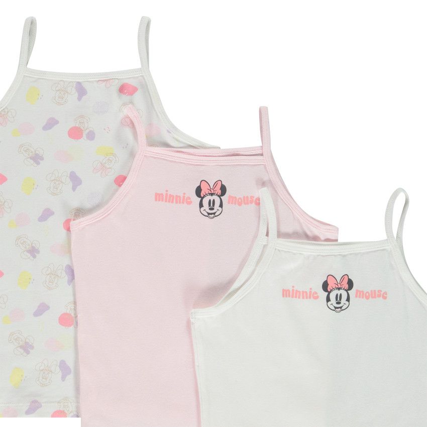 Lot de 3 maillots de corps à bretelles Minnie Disney pour fille - Rose