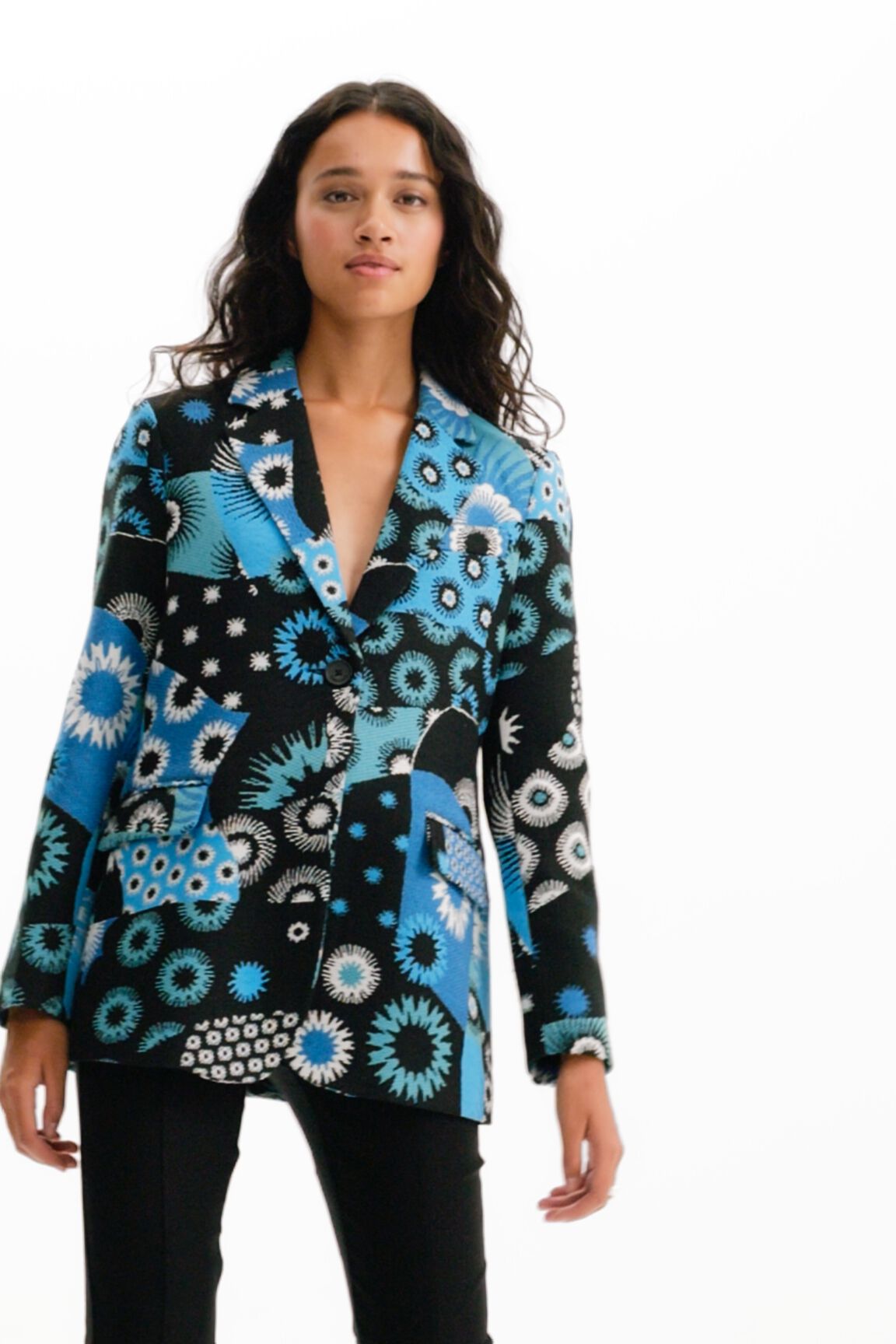 Blazer jacquard patchwork