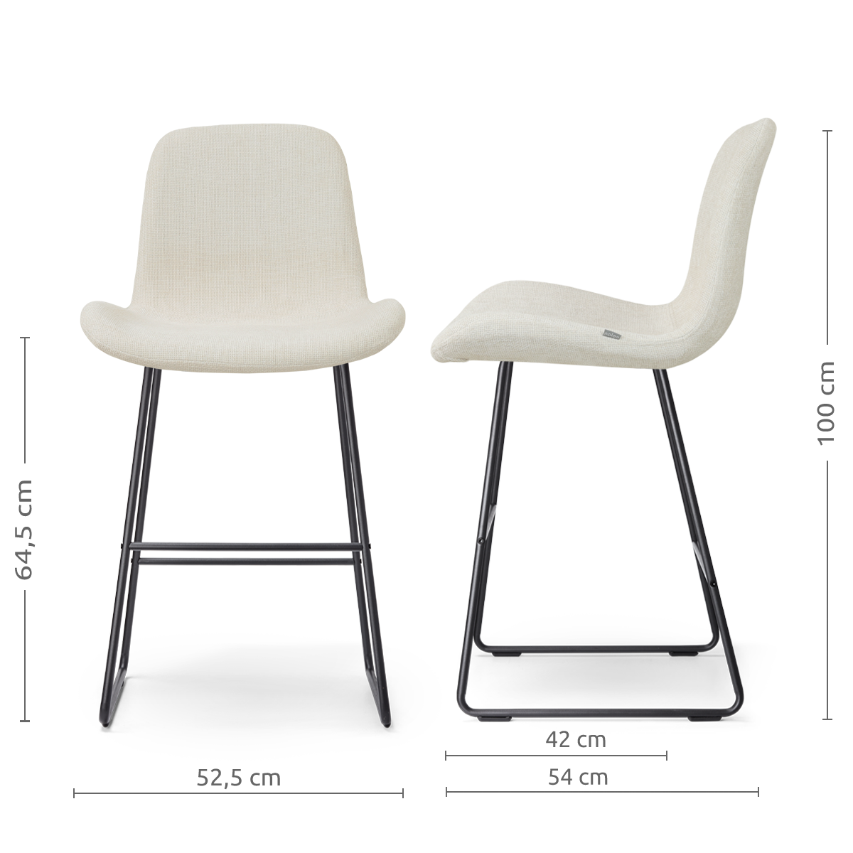 Barkruk Nino-Fé zwart onderstel cottonbeige 65 cm