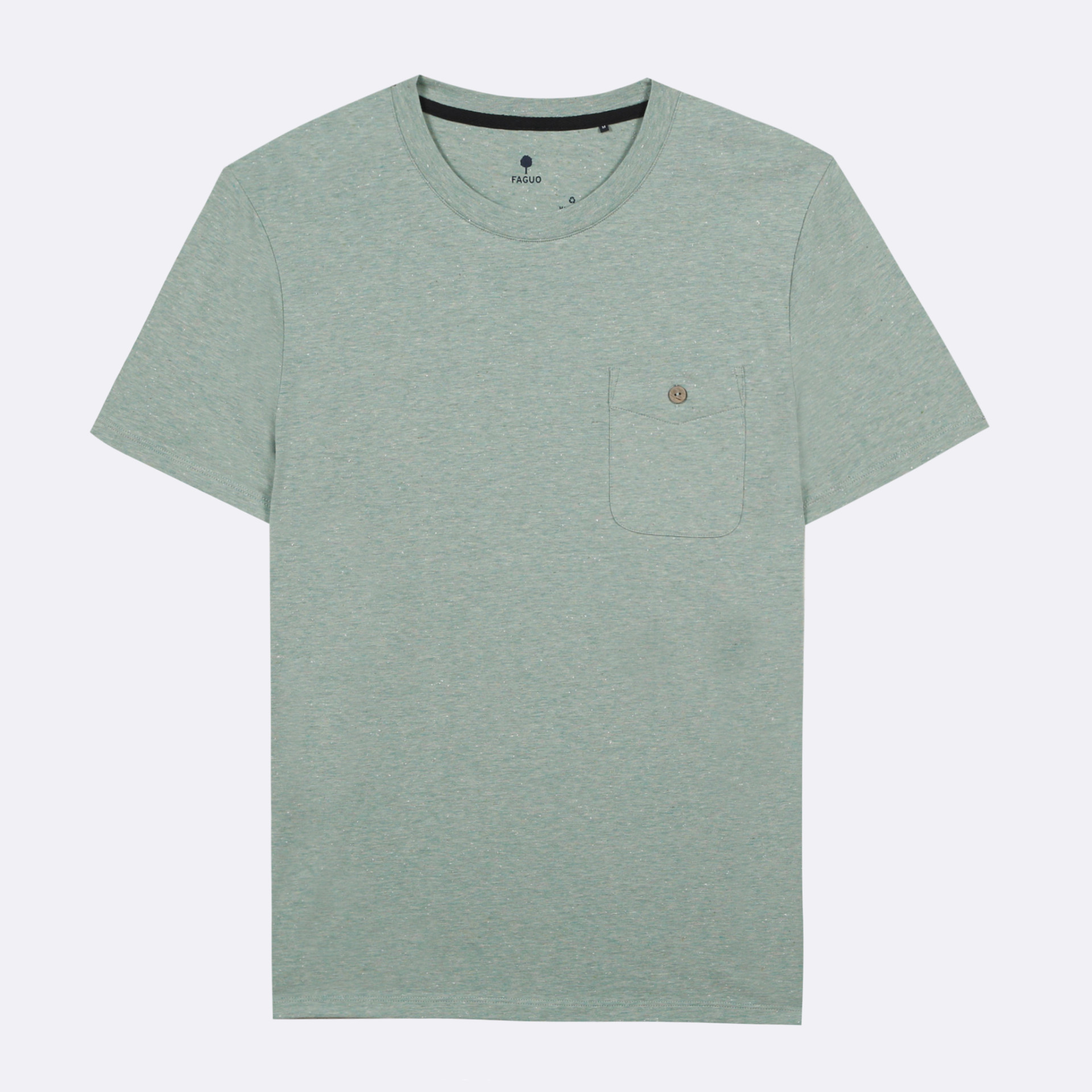 T-shirt col rond vert clair coton et coton recyclé - modèle Olonne