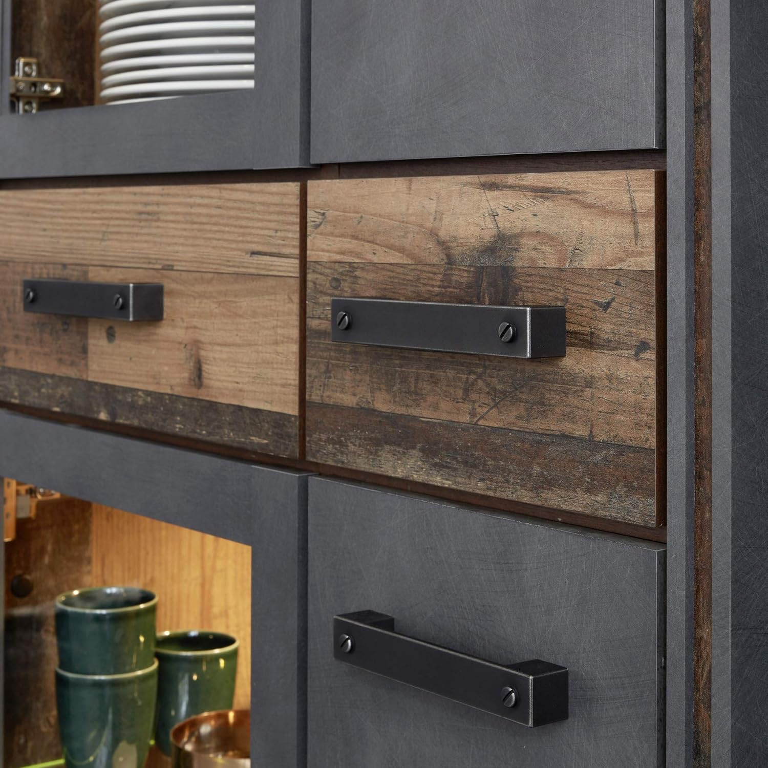 trendteam smart living - Prime - Kommode - Alteiche/Matera - Wohnzimmerschrank mit 4 Fächern und 2 Schubladen - (BxHxT) 119 x 110 x 42 cm - Industrial Style