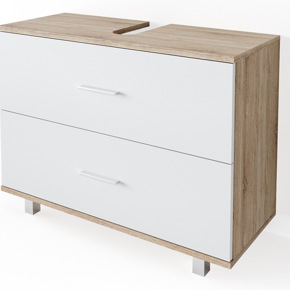 VICCO Badmöbel Set ILIAS Weiß Eiche Bad Spiegel Unterschrank Badschrank