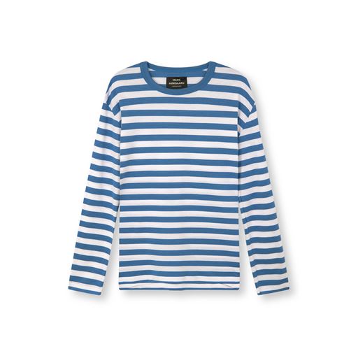 Mads Nørgaard Midi Rib Tobias T-shirt, Captain`s Blue/White, XXL