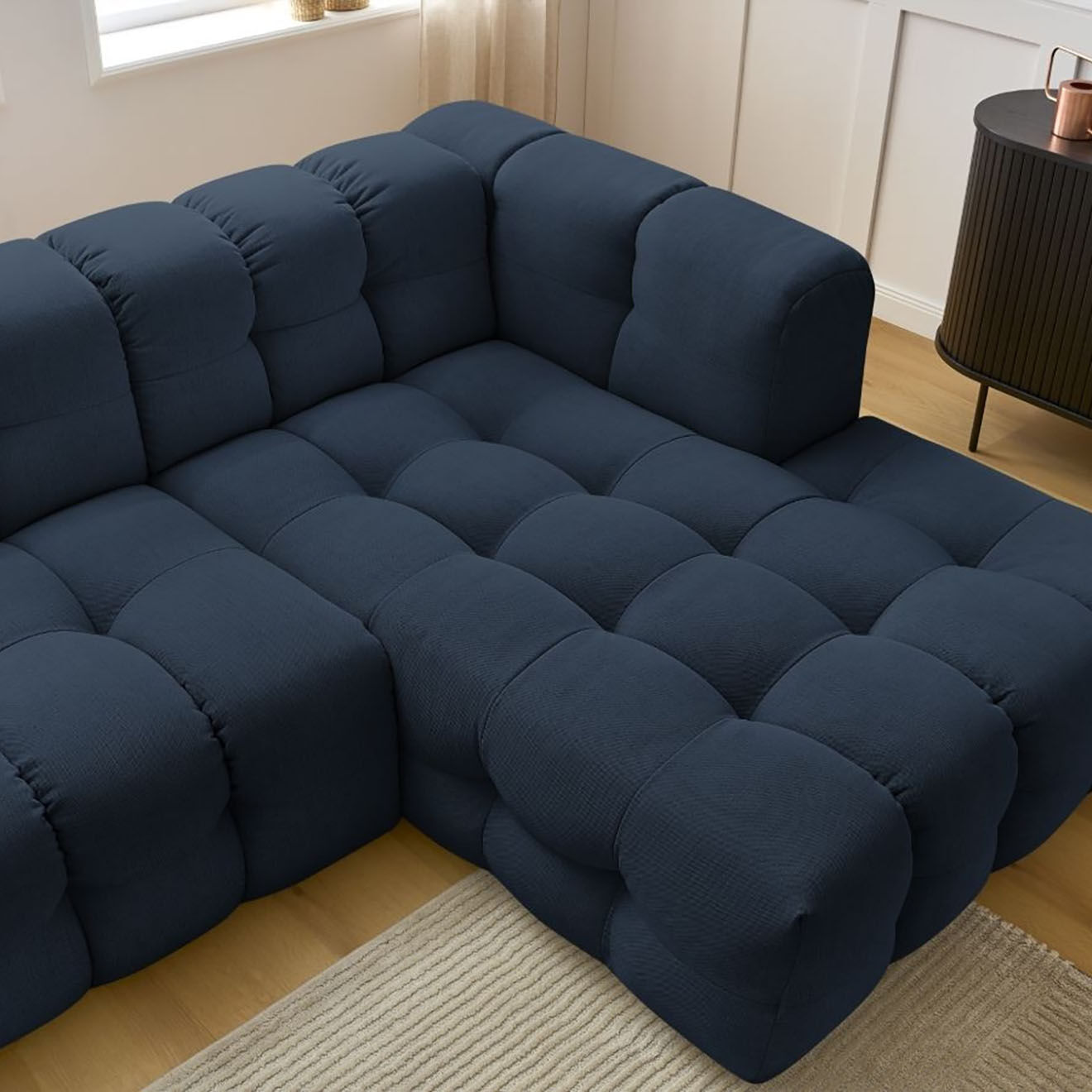 Bobochic Canapé d'angle droit cloud bleu foncé - 288x184x75 cm