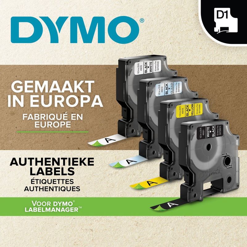 Dymo - LabelManager D1 - Labeltape - Transparant - Polyester - 12mm - 7m
