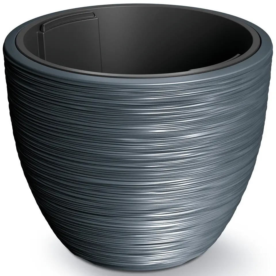 Prosperplast Plantenpot Furu Stripes - kunststof - antraciet - D39 cm