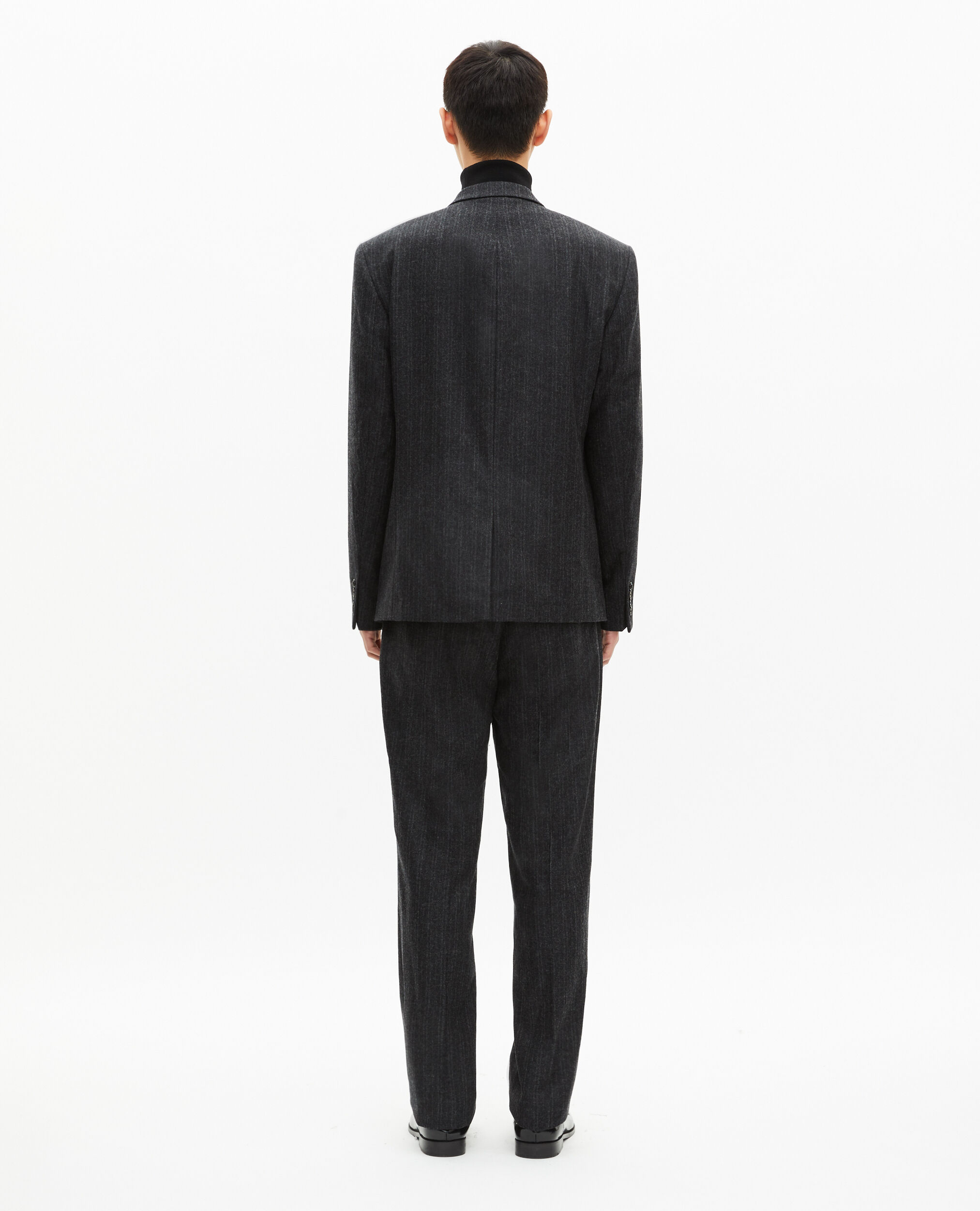 Veste de costume droite à fines rayures gris foncé