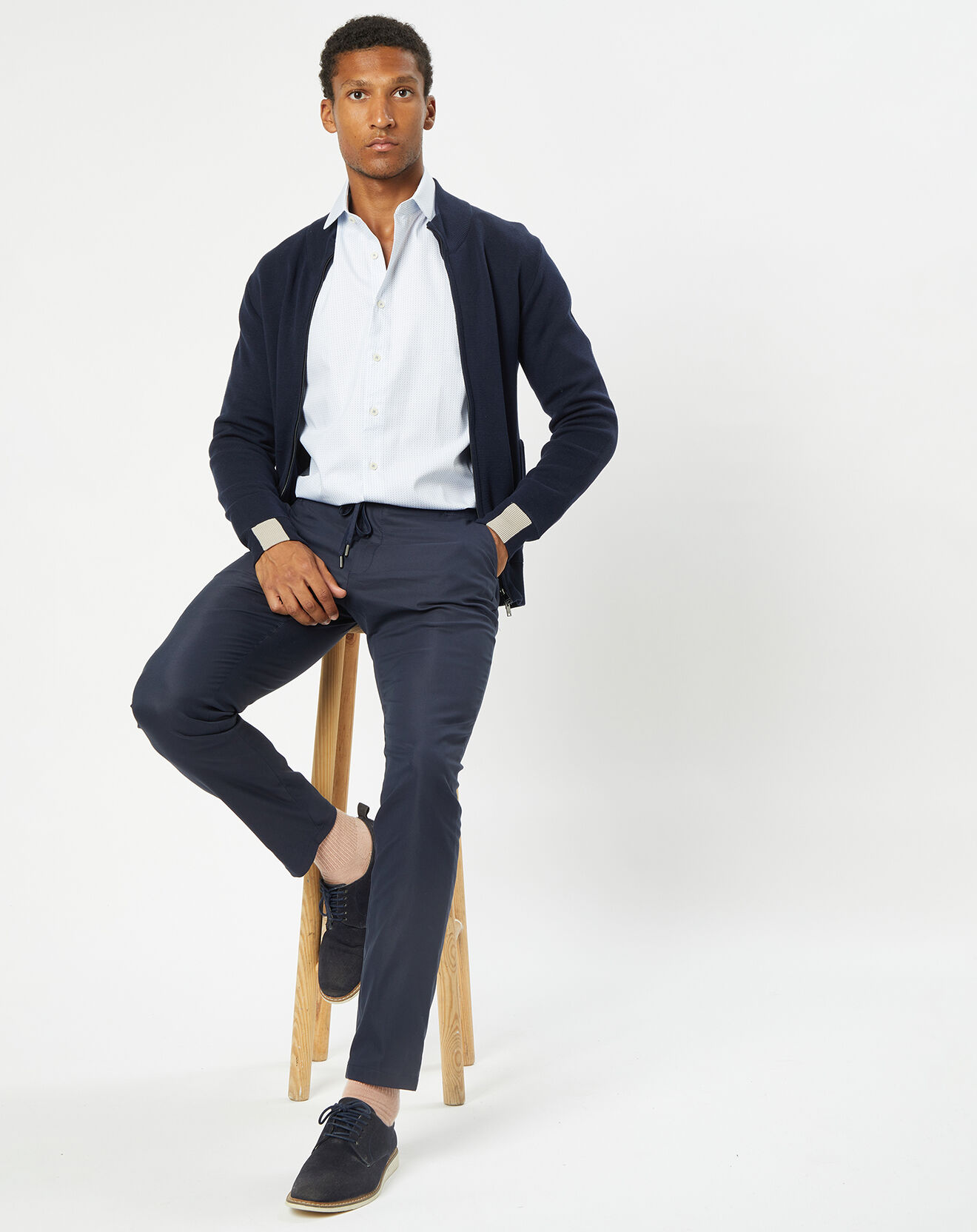 Hackett London Gilet fin zippé bleu marine