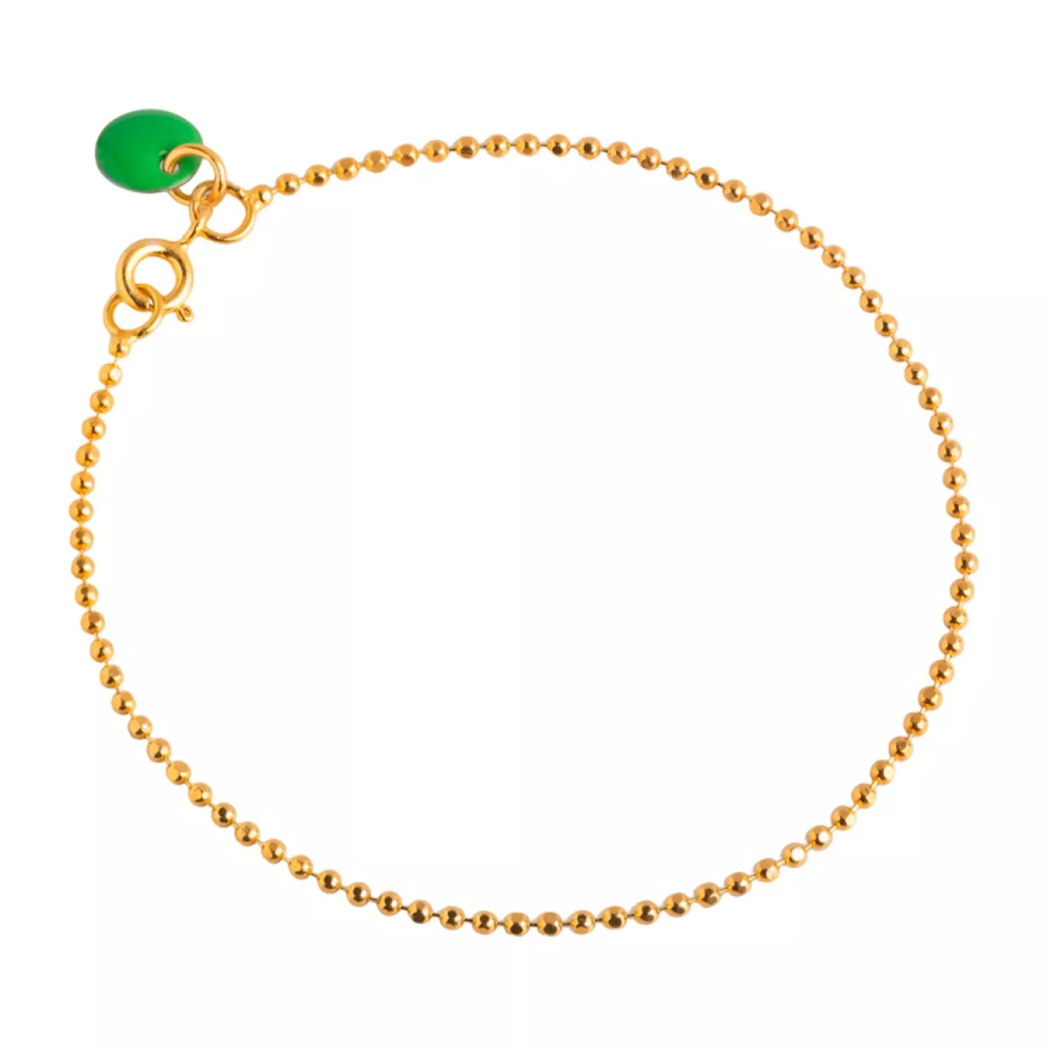 Enamel Ball Chain Green Armbånd 18 kt. Forgyldt Sølv B16G-Green