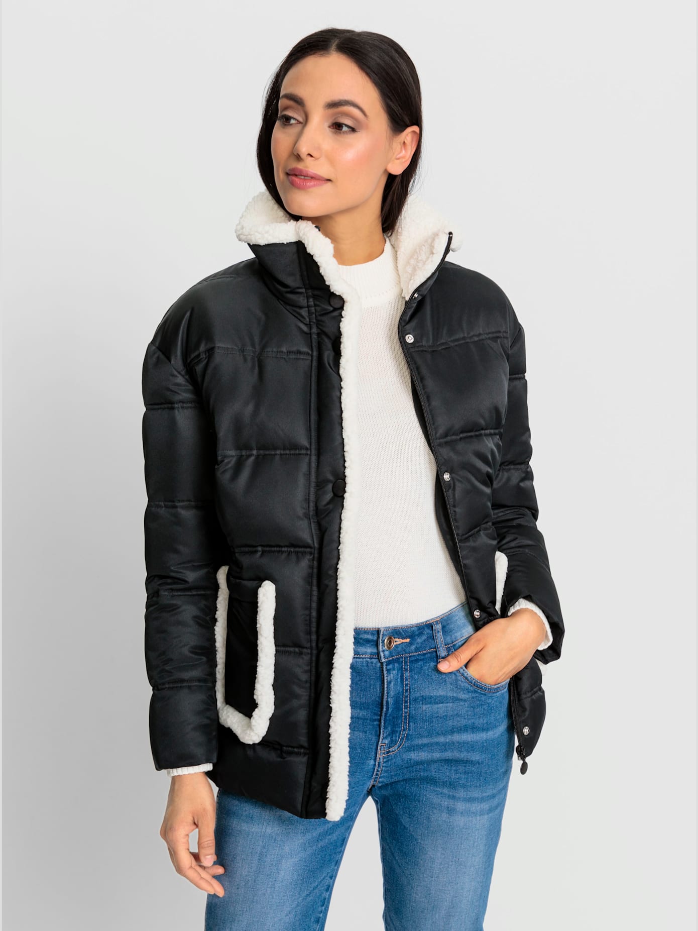 Veste d'extérieur imitation peau d'agneau