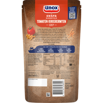 Unox Extra Rijkgevuld Soep In Zak Tomaten Kikkererwten 570 ml