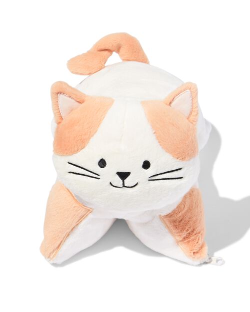 coussin peluche avec plaid chat