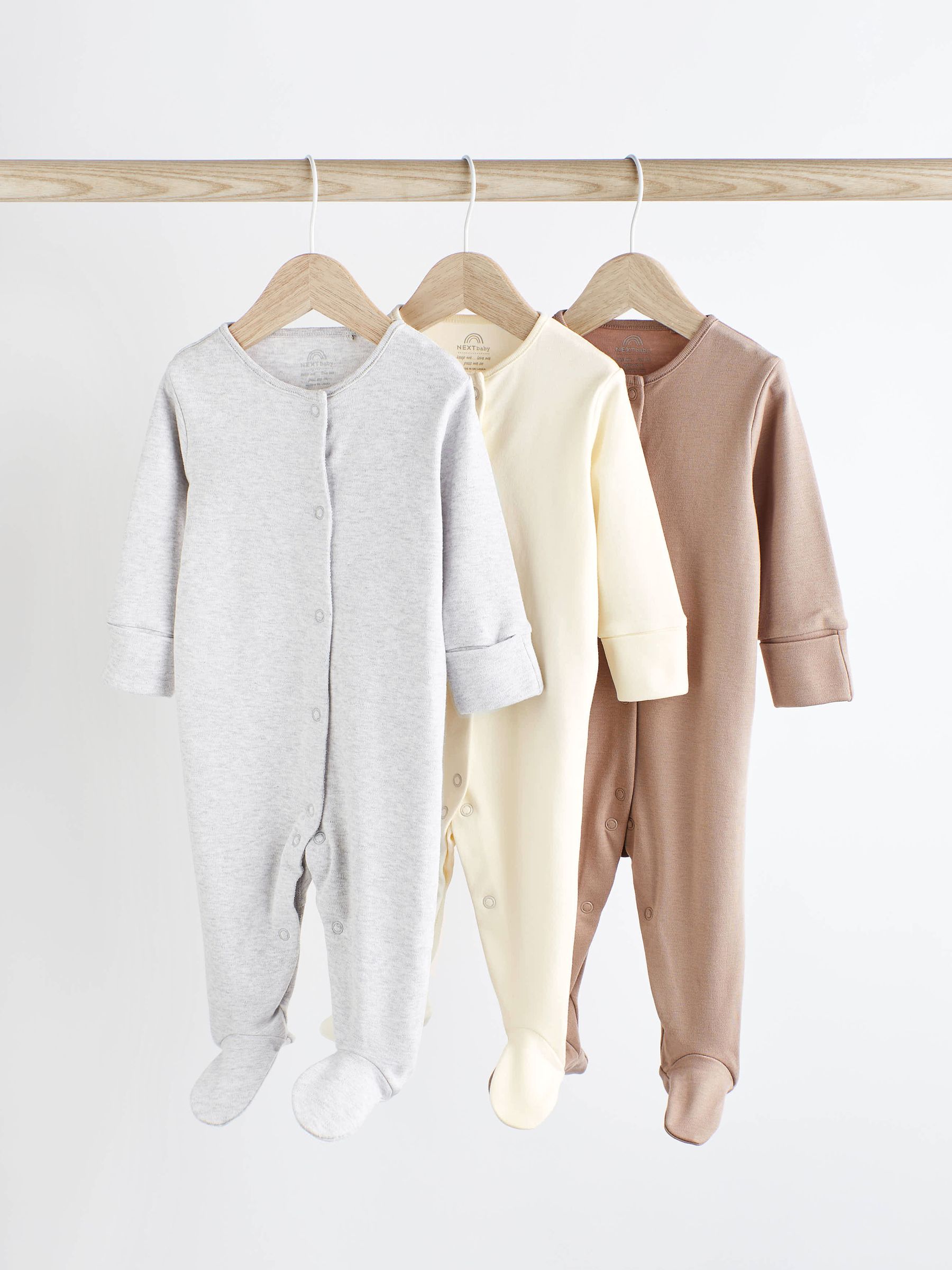 Neutraal - Verpakking van 3 babypyjama's van 100% katoen (0 - 2 jr)