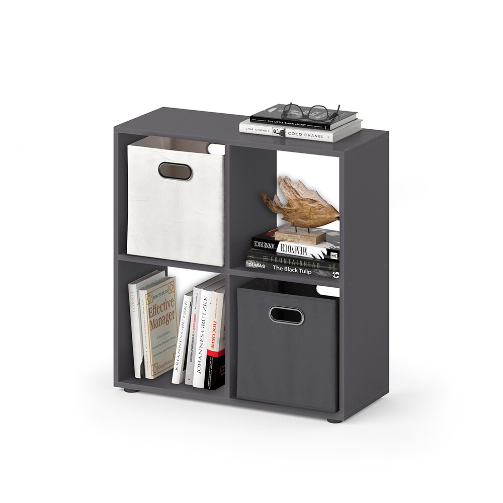 Vicco Raumteiler Standregal Bücherregal 4 Fächer Tetra Grau Hochregal CD-Regal