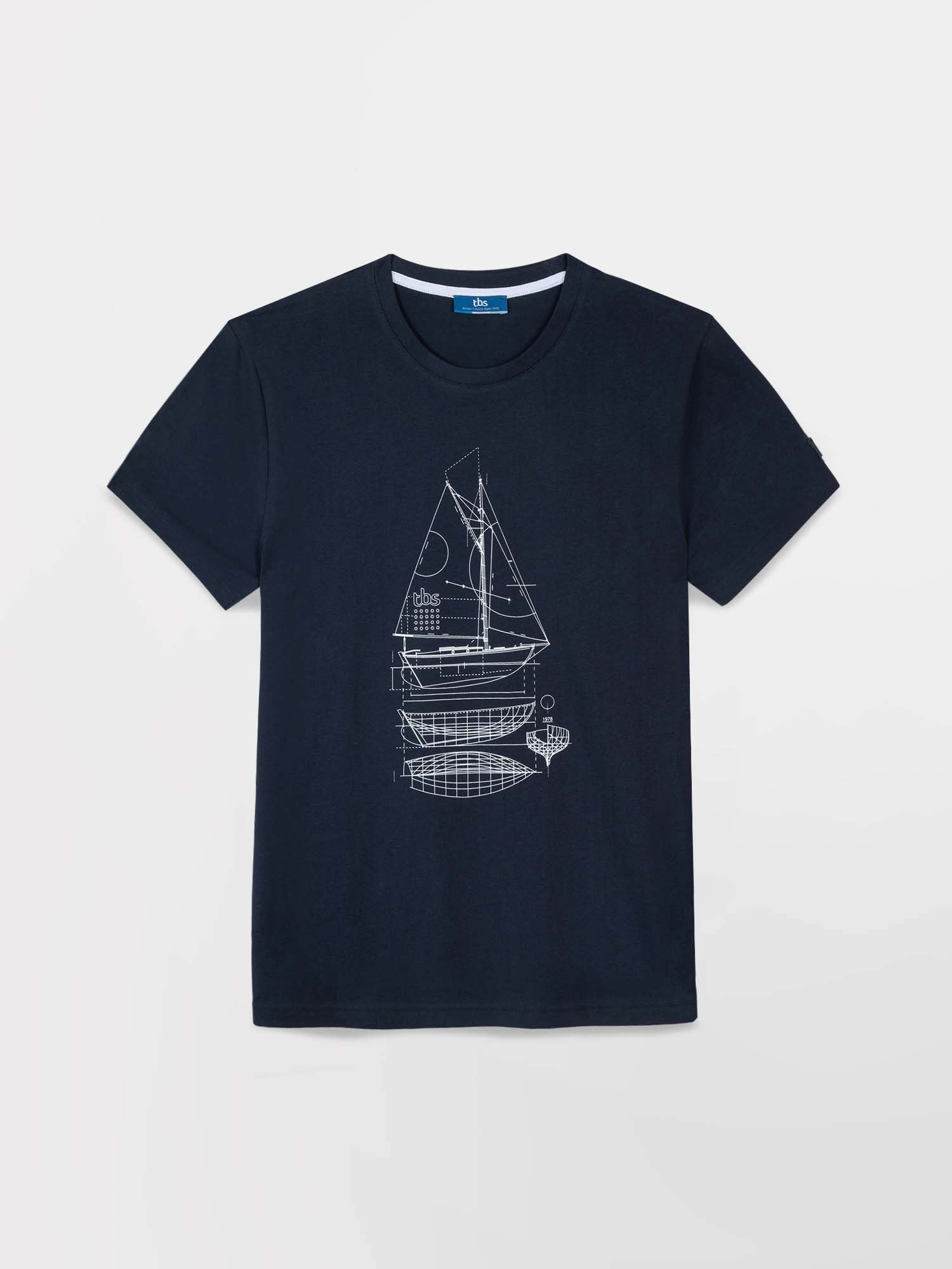 Tee Shirt Homme Print Bateau Coton Biologique Marine