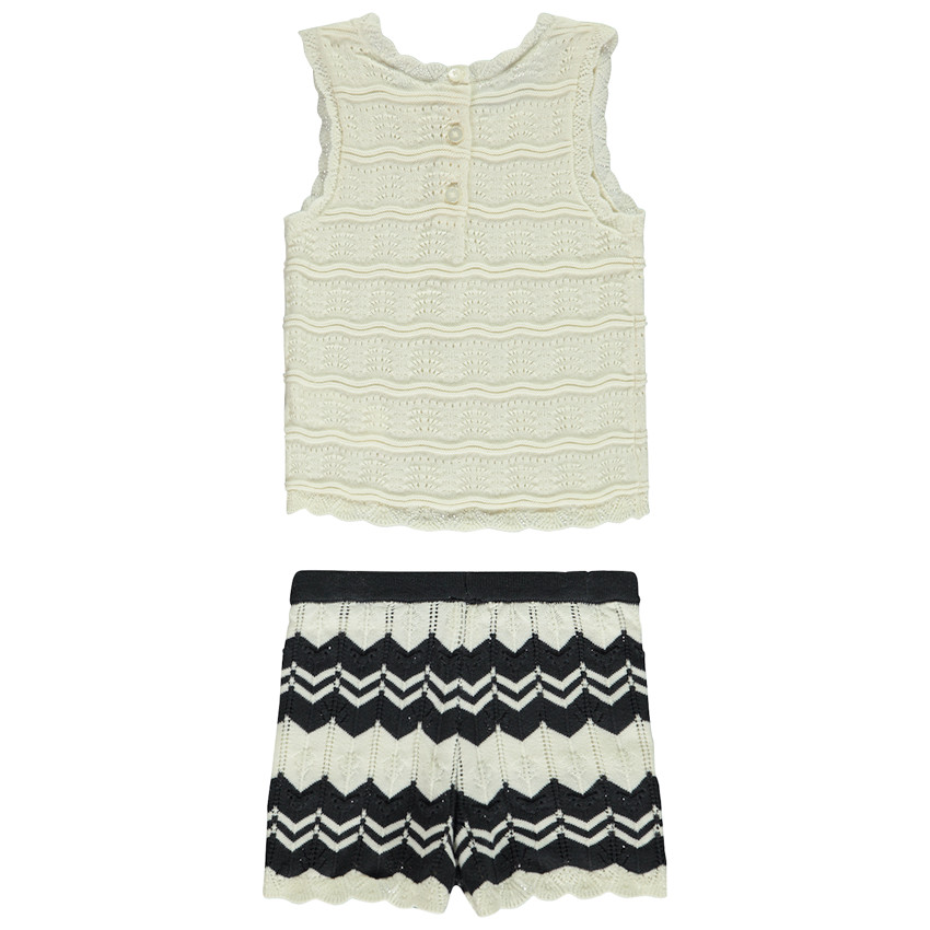 Ensemble en crochet débardeur + short à motifs fantaisie pour bébé fille