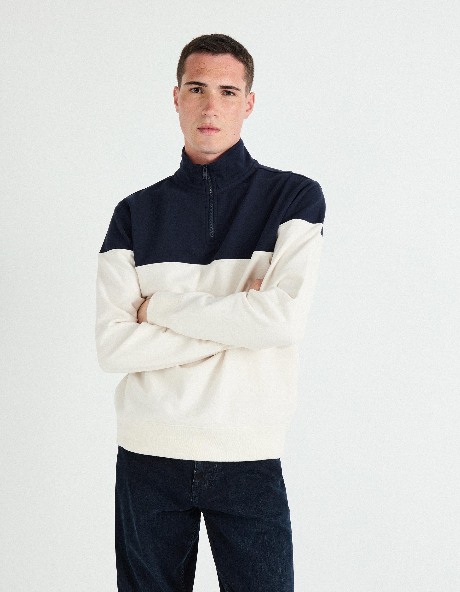 Sweatshirt com Fecho, Homem, Bege Claro