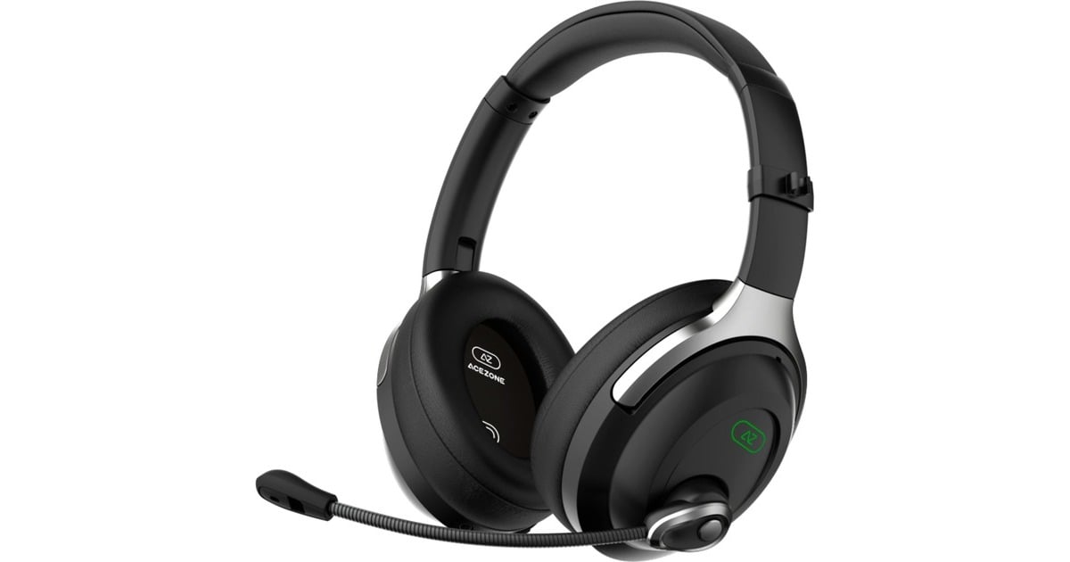 AceZoneA-Spire Wireless Hybrid ANC  over-ear gaming headset  (Zwart/groen, PC, PS4, PS5, Xbox Series X|S, Switch, Mobile)