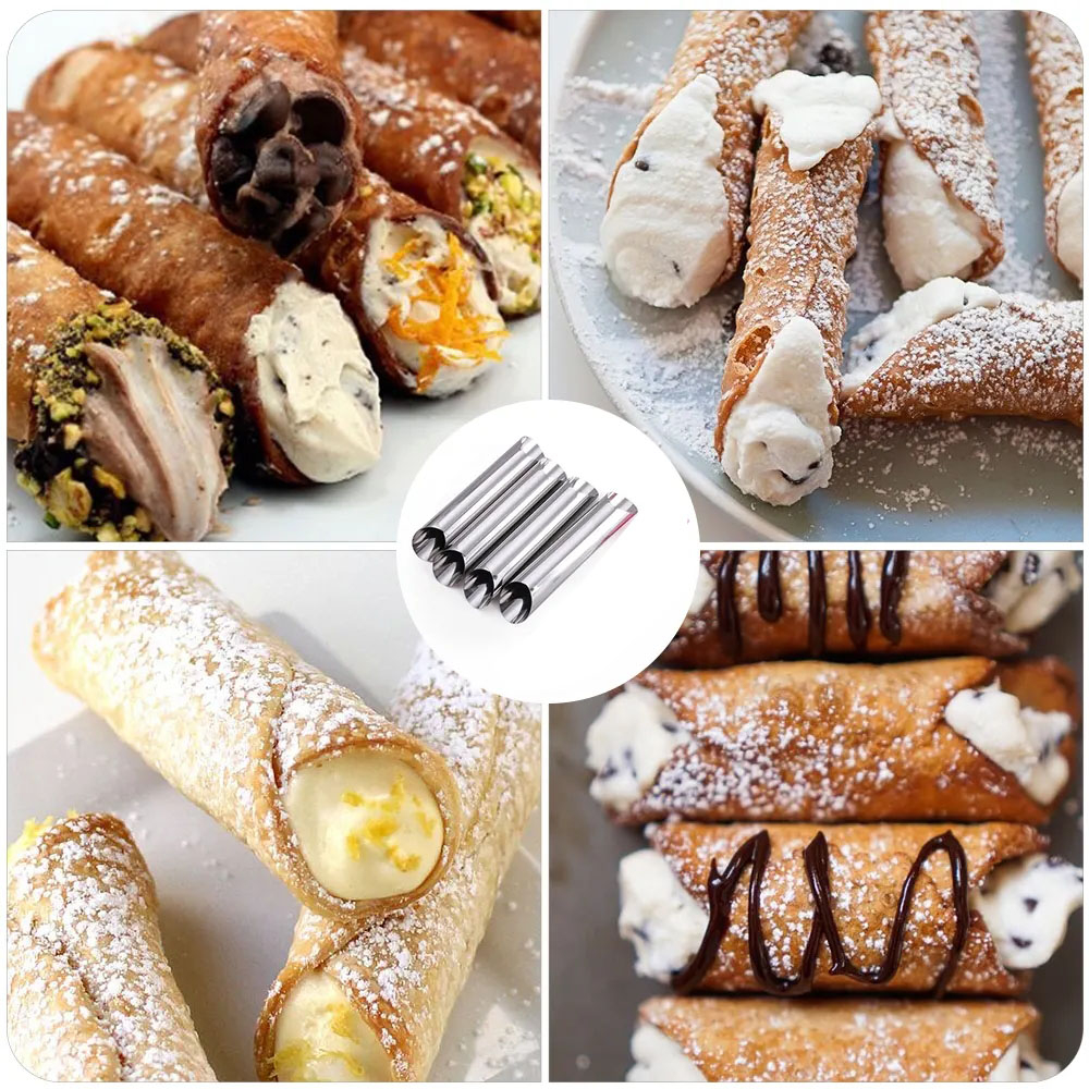(5er Set) Edelstahl Cannoli Form Schillerlocken Schaumrollenform Dessert Gebäck Röhrchen zum Backen