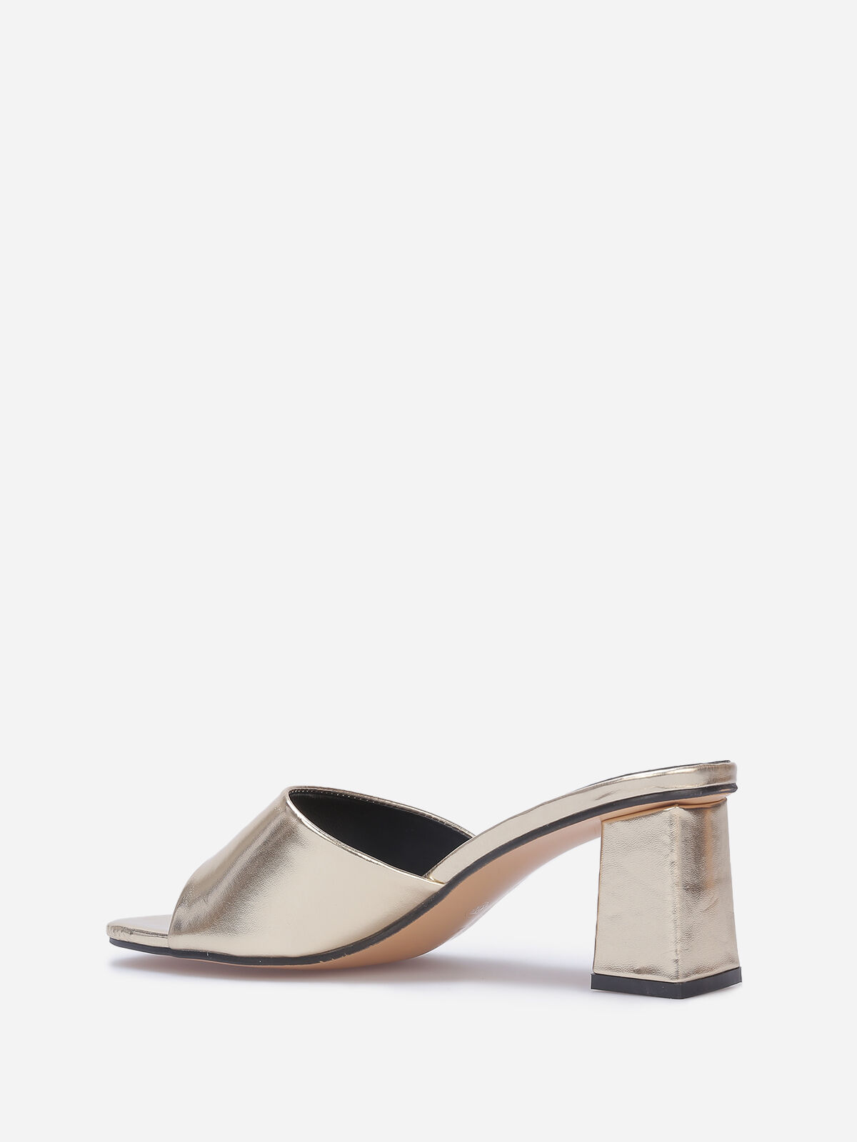 Mules à talon carré- Doré
