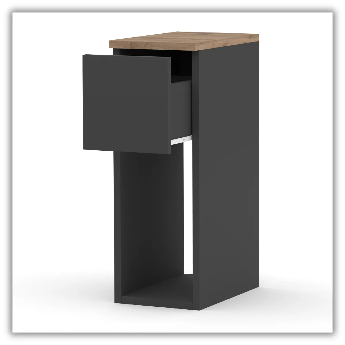 Other Brands Table de Chevet 1 Tiroir - Gris/Wotan