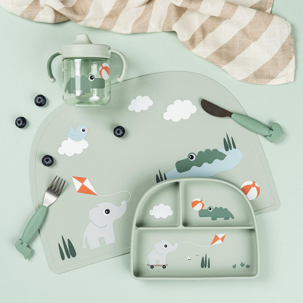 Køb DonebyDeer Playground Green Stick&Stay Inddelt Tallerken
