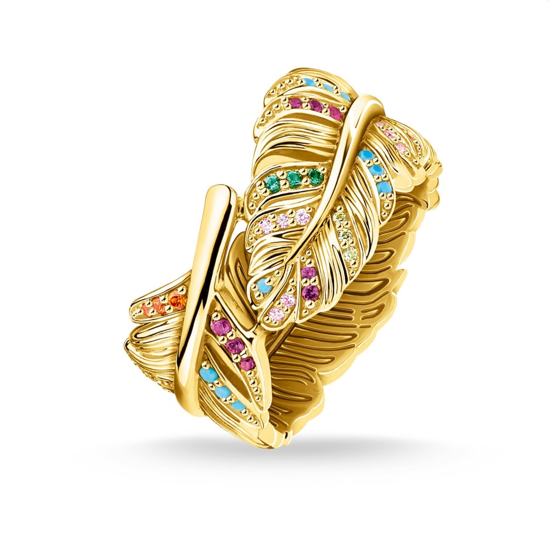 Thomas Sabo Sterling Silver Glam & Soul Damenring Feder Gold