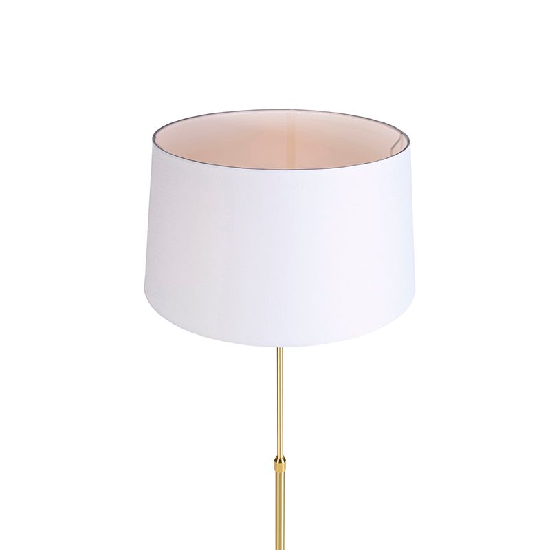 Smart vloerlamp goud met linnen kap wit 45 cm incl. Wifi A60 - Parte