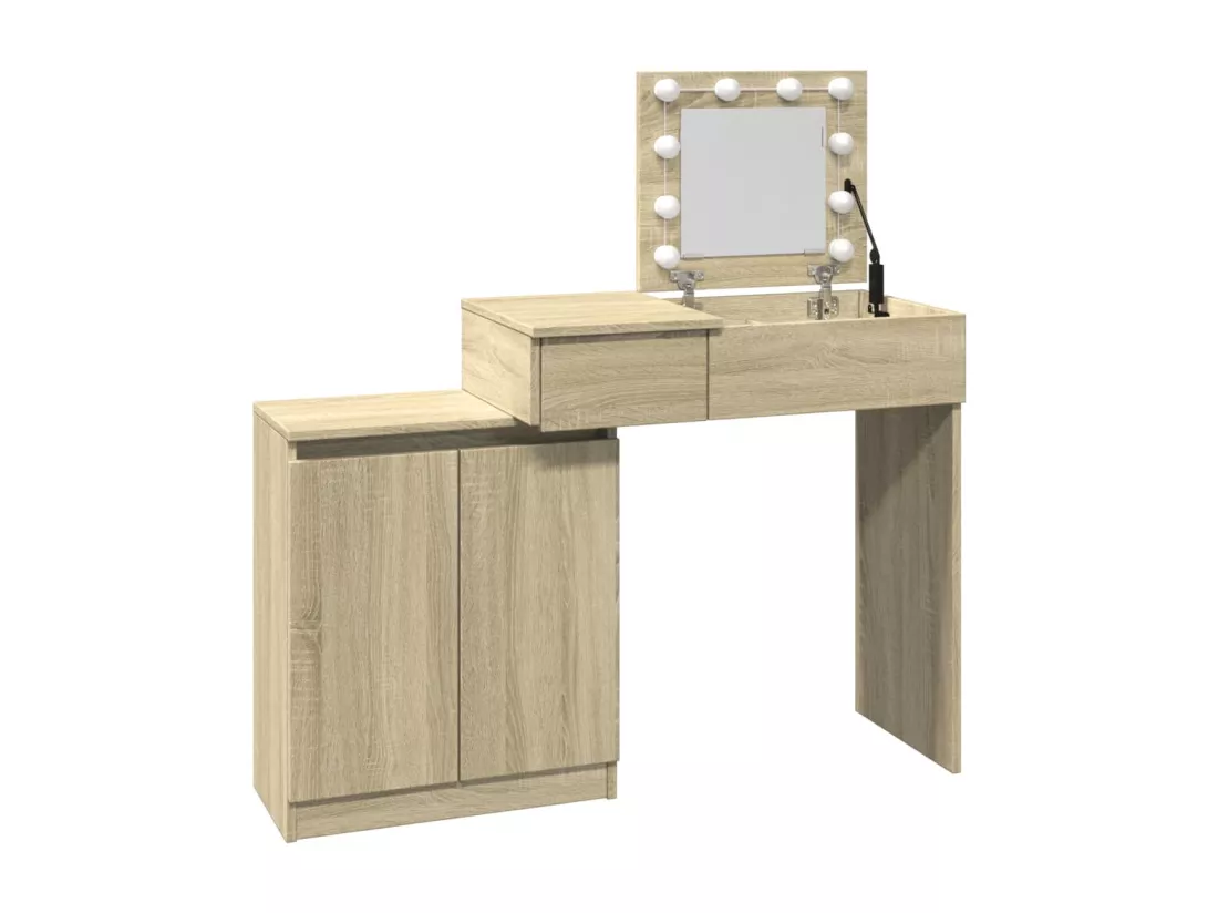 Coiffeuse avec LED chêne sonoma 115x37x110,5 cm