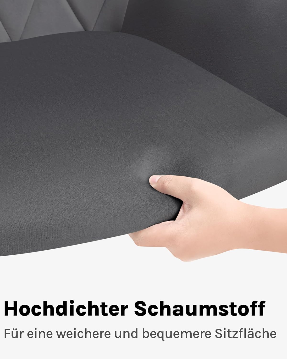 WOLTU 6er Set Esszimmerstühle mit Armlehne Rückenlehne, für Esszimmer Wohnzimmer Küche, Bequeme Küchenstühle gepolstert mit Samtbezug, Metallbeinen, Dunkelgrau