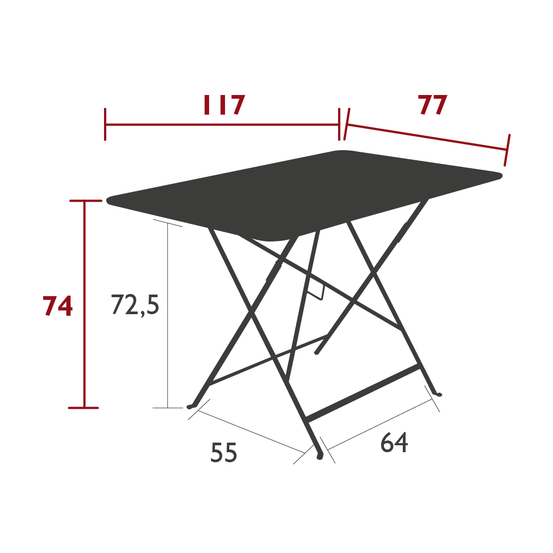 Table Bistro : L.117cm carbone
