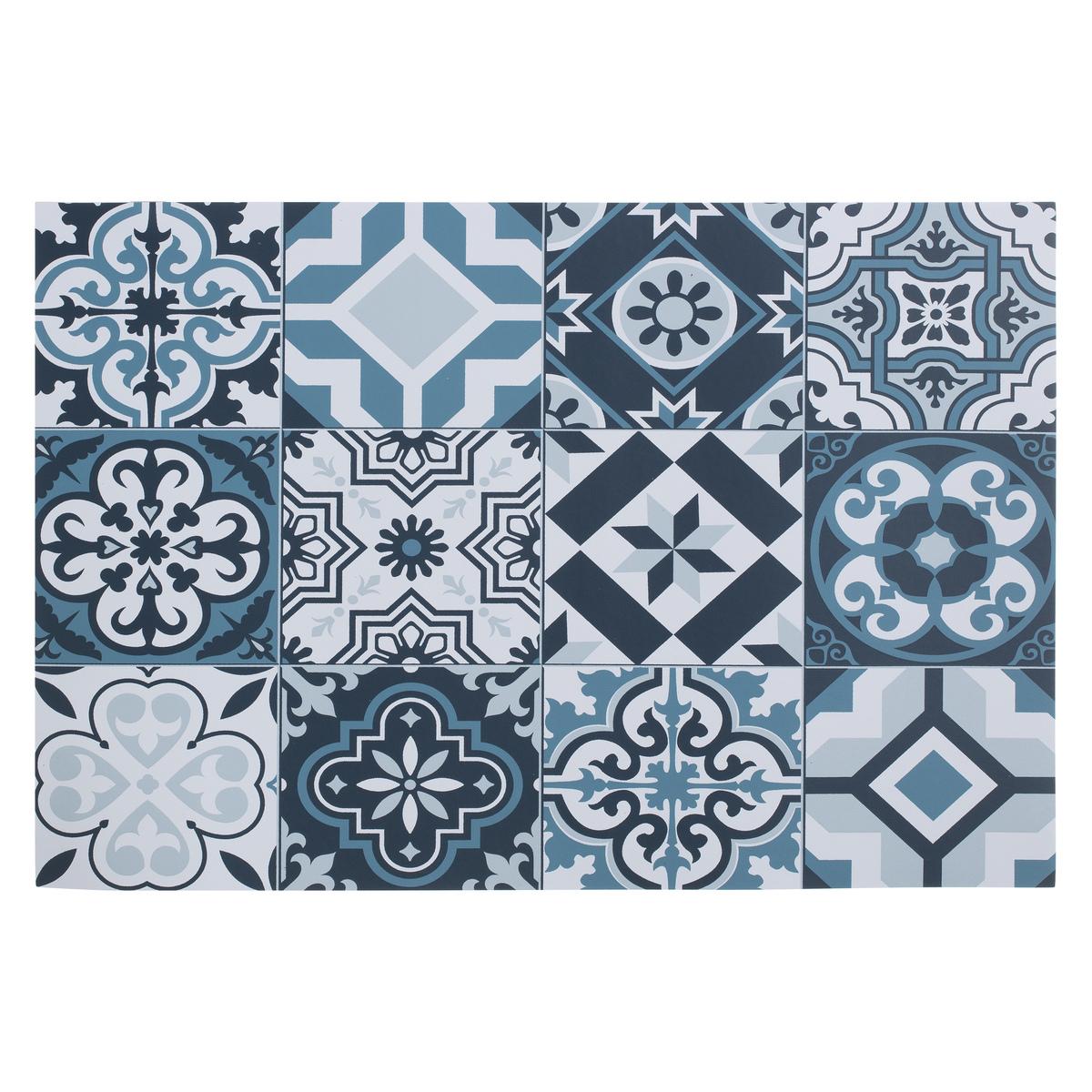 SET DE TABLE VINYLE CARREAUX CIMENT BLEU 45X30CM