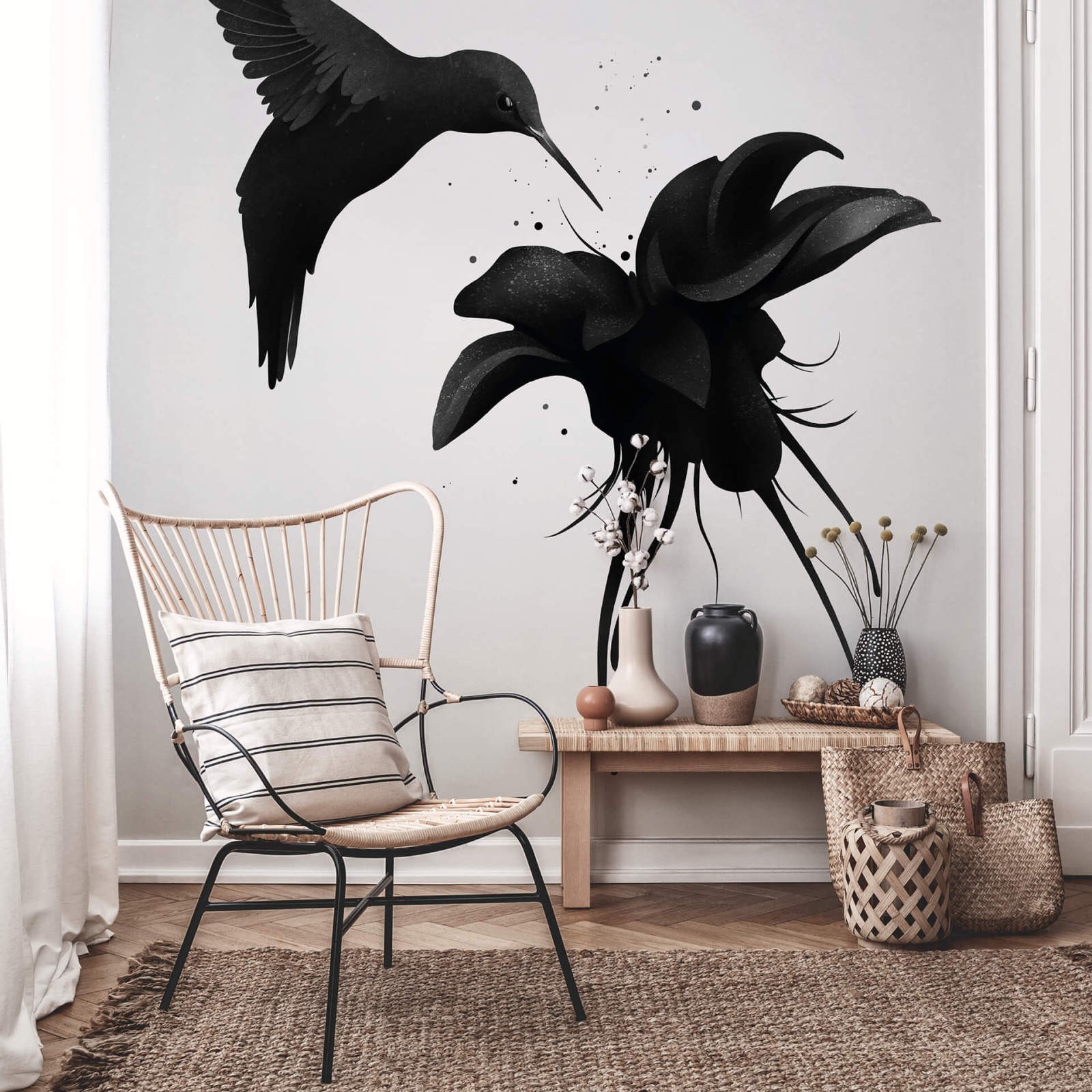 Fototapete DESIGNWALLS 2.0 - schwarz-weiß - Vogel - 2,6 Meter