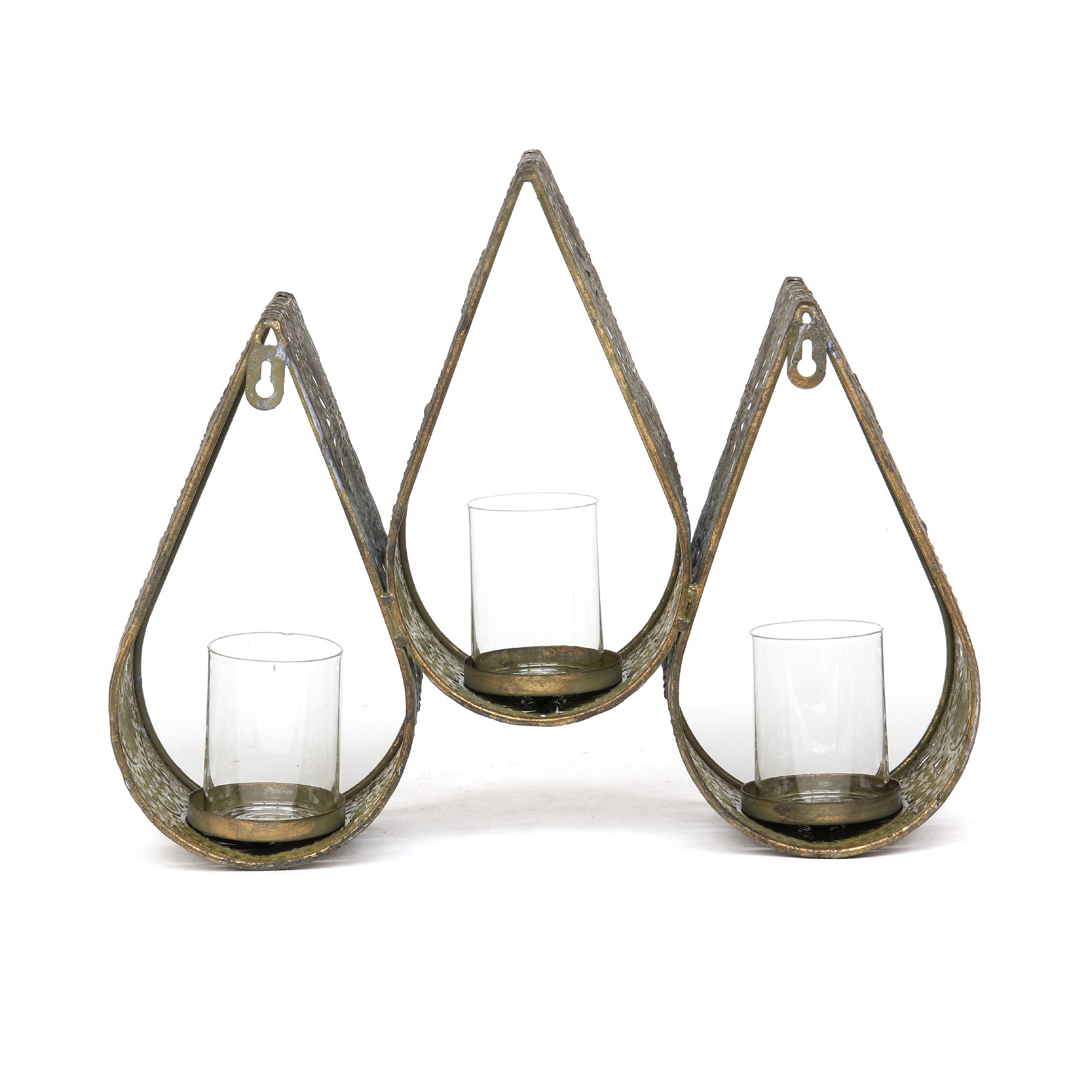 Kerzenwandhalter '3 Kerzen', bronze, T 11 cm, B 36 cm, H 30 cm von fischer's lagerhaus