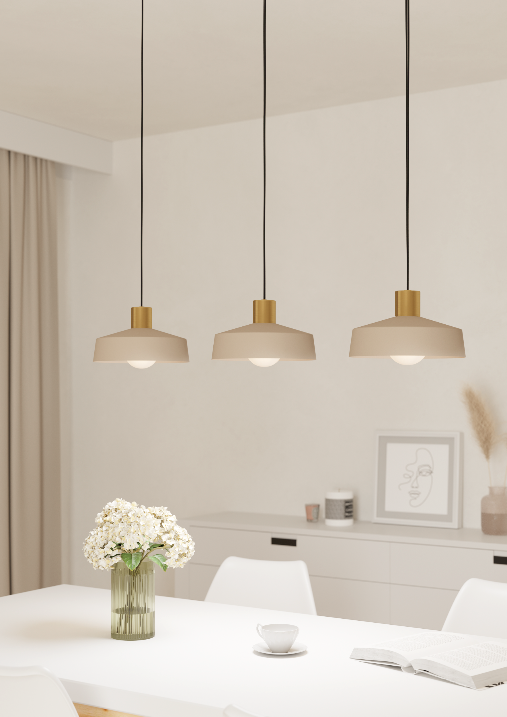 EGLO Valdiola Hanglamp - E27 - 93 cm - Beige|Goud - Staal