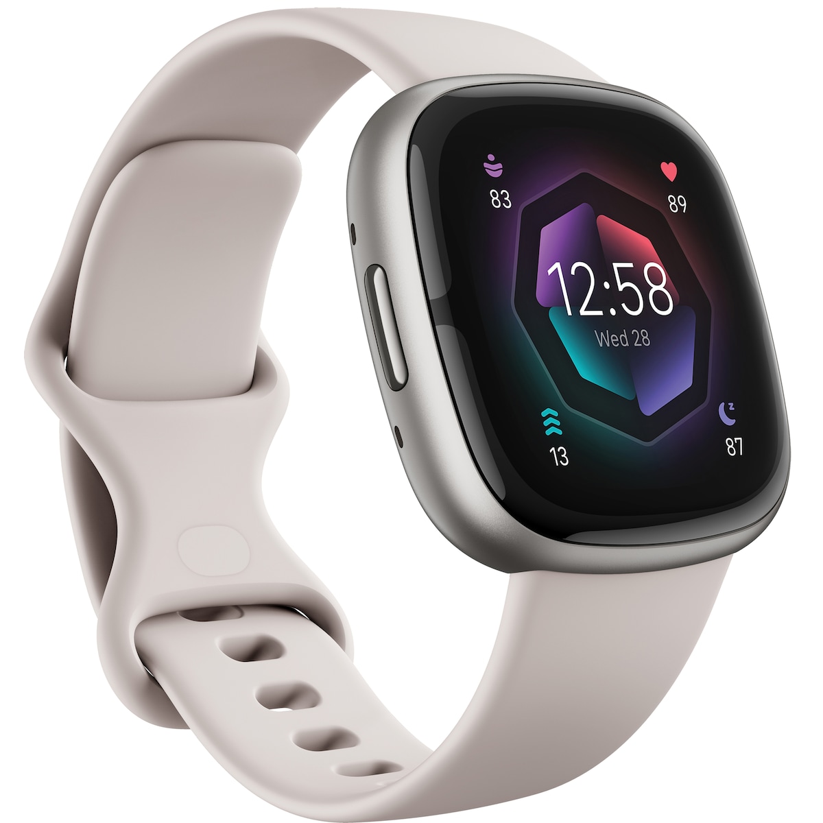 Fitbit Sense 2 smartklokke (lunar white/platinum)