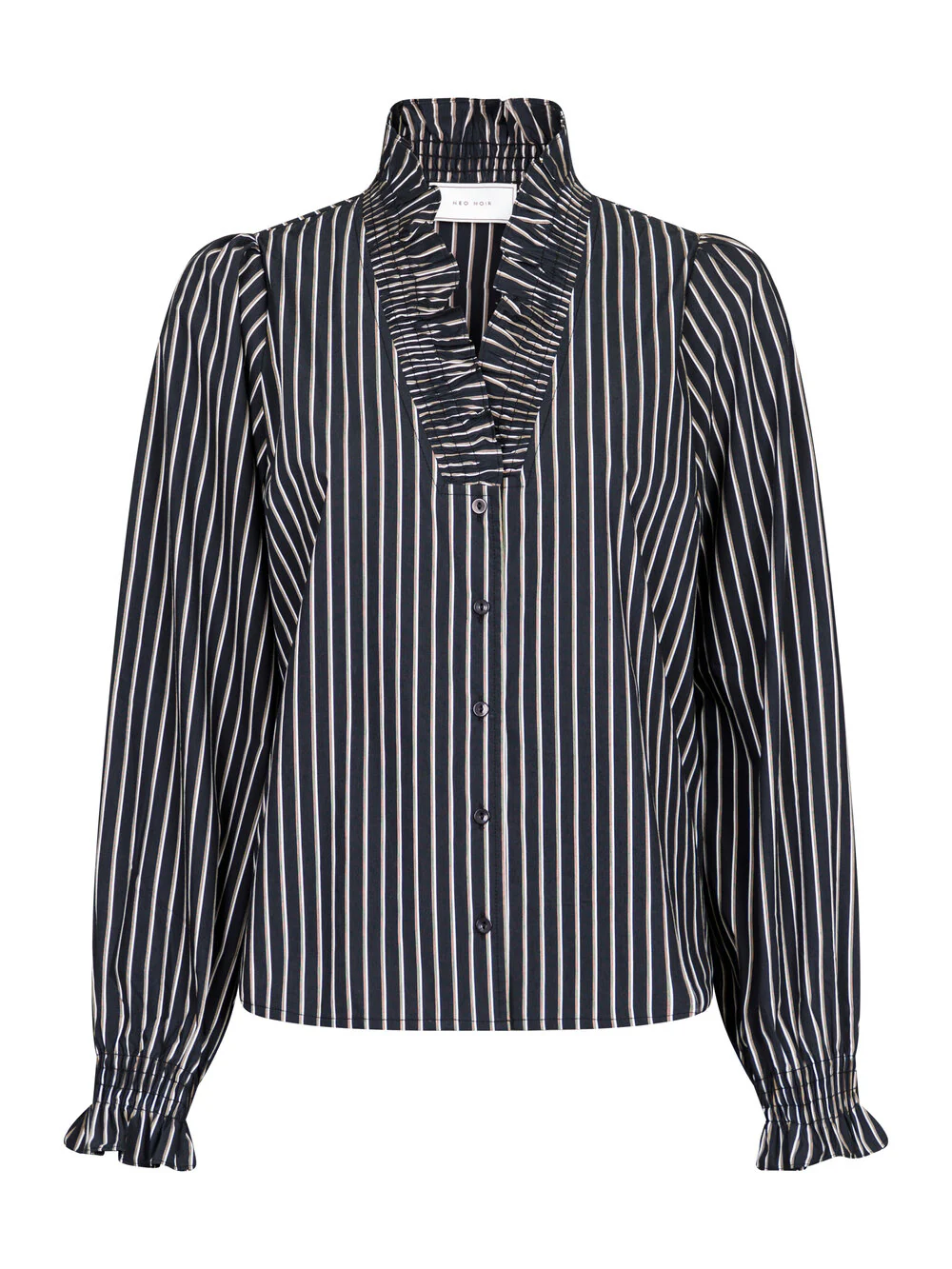 Neo Noir  Brielle Tone Stripe skjorte - sort