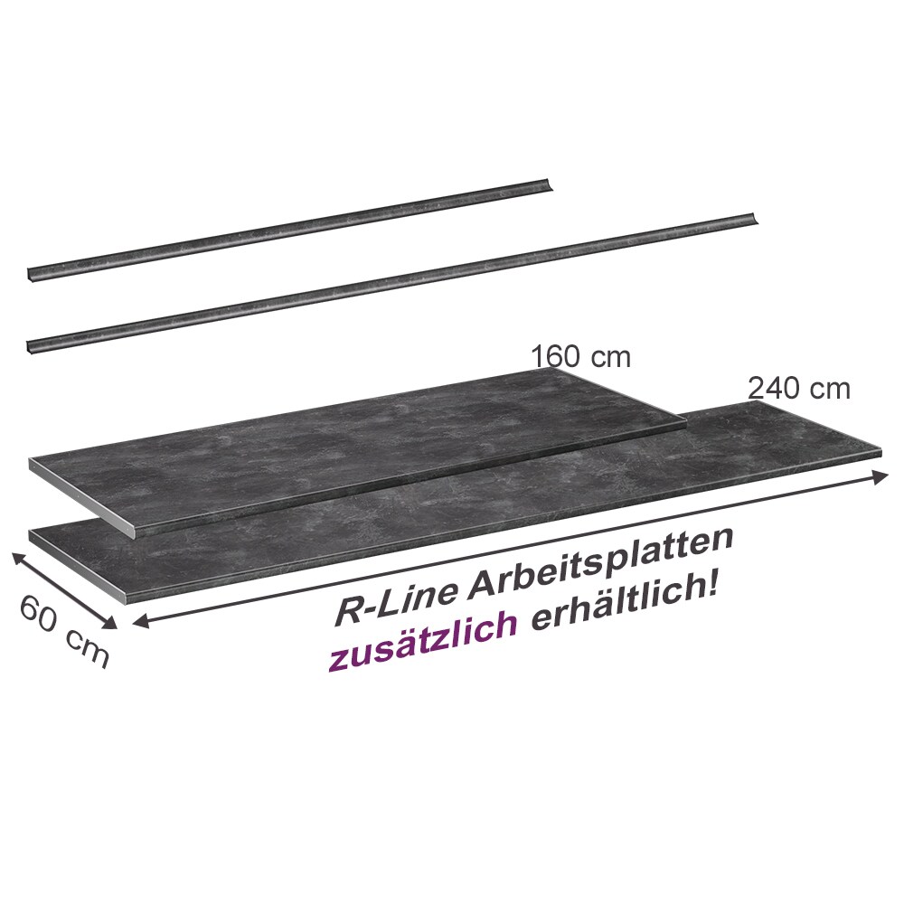 Vicco Küchenarbeitsplatte R-Line Anthrazit 240 cm