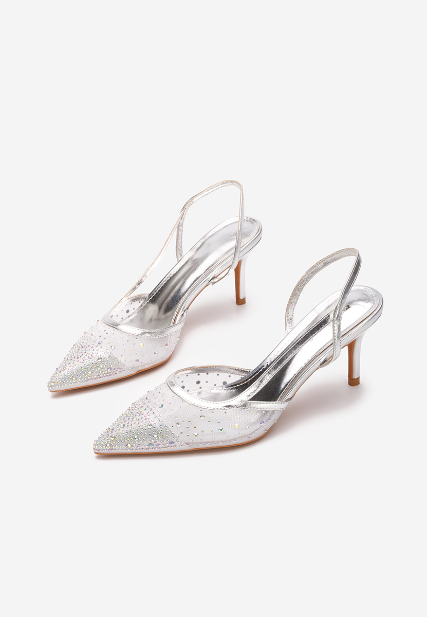 Chaussures stiletto slingback argent Desa