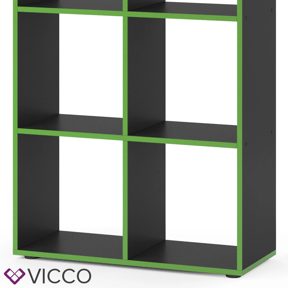 Vicco Raumteiler Standregal Bücherregal 6 Fächer Regal Schwarz/Grün Hochregal