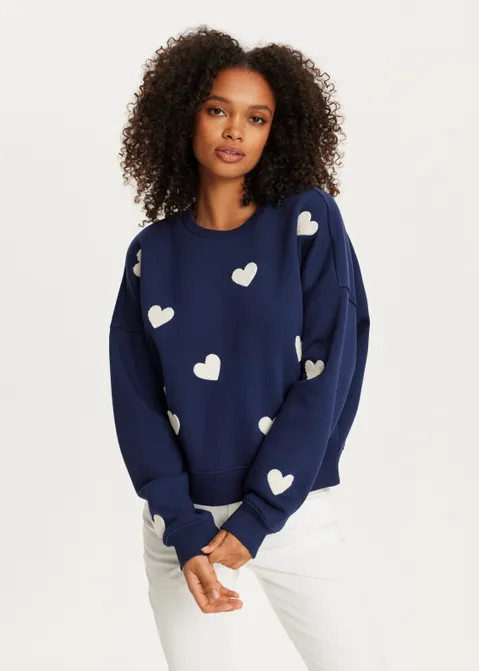 Sweater met hartjes blauw (BLW.D)