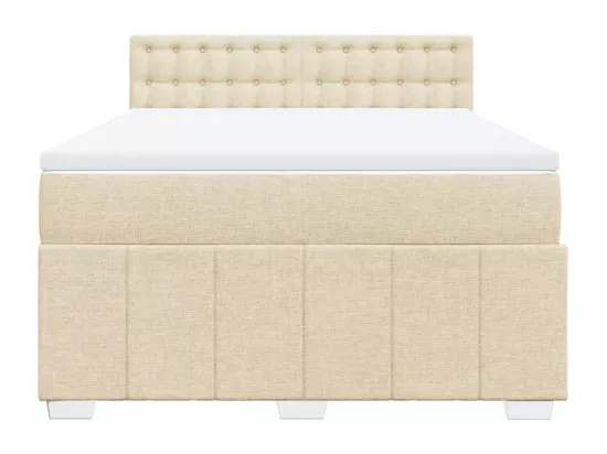 Sommier à lattes de lit avec matelas Crème 160x200 cm Tissu