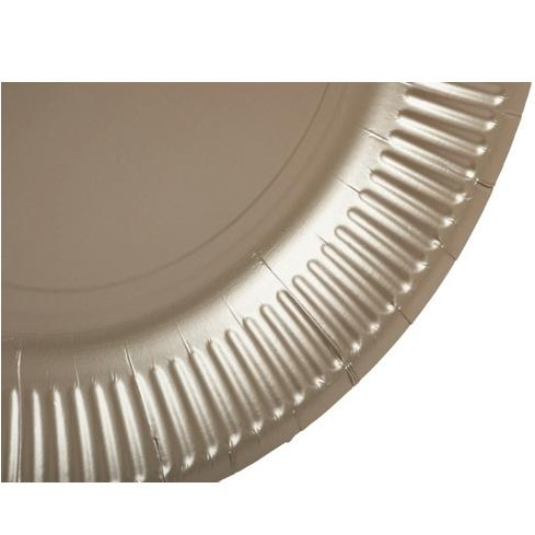 (10er Set) Ø23cm Pappteller Einweg Papier Teller Party Geschirr Tisch Deko (79310I) - Gold