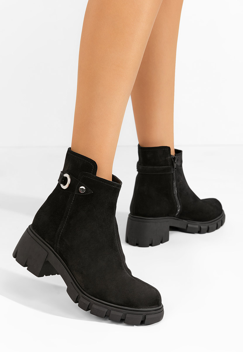 Bottines femme en daim noires Netalia