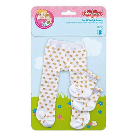 Strumpfhose mit Söckchen für Puppen, goldene Punkte, Größe 35 - 45 cm