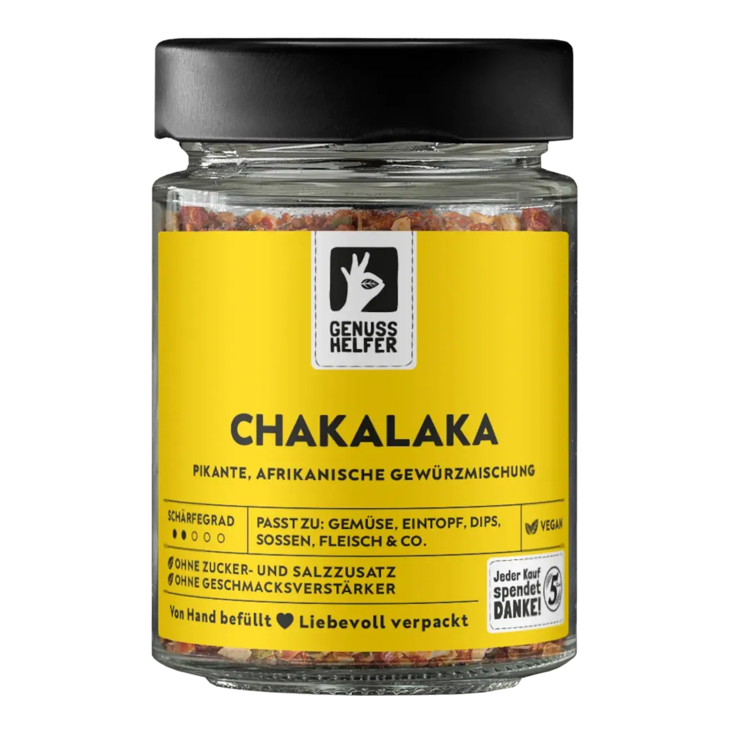 Chakalaka, afrikanische Gewürzmischung, gemahlen, im Glas